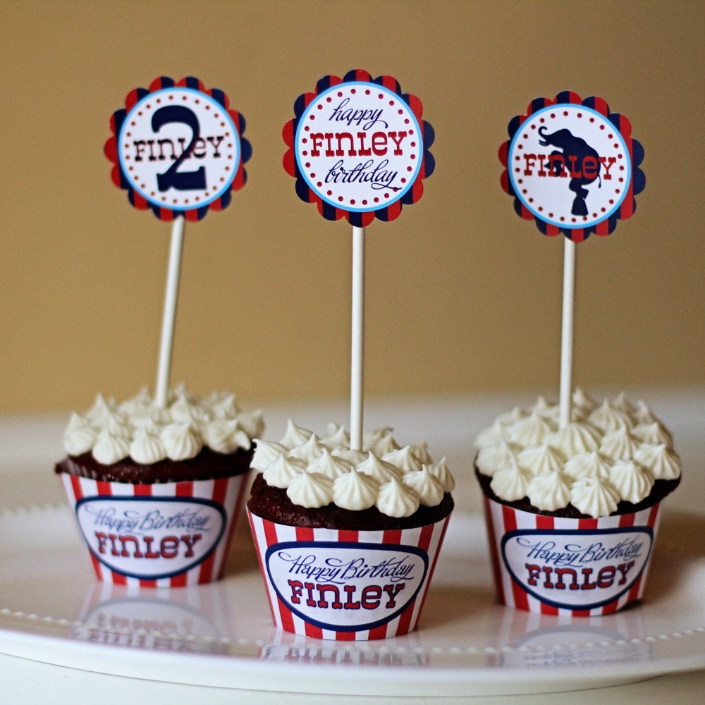 Circus Carnival Cupcake Wrapper JPEG (Popcorn)