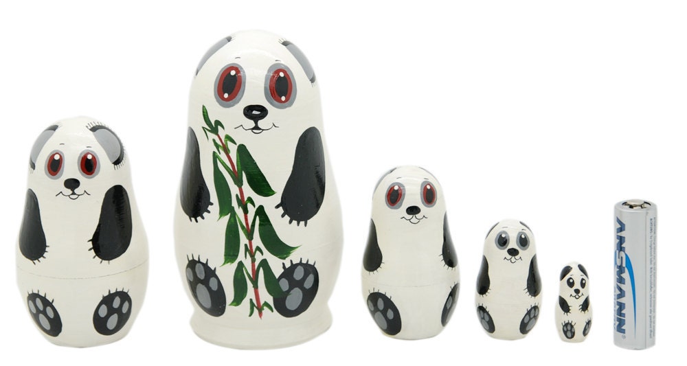 Panda Nesting doll stacking dolls matryoshka babushka russian dolls set of 5 free shipping