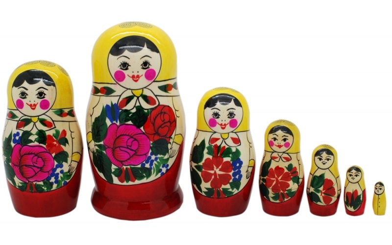 7 Authentic Russian Semenov Nesting dolls Matryoshka free shipping