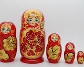5 Authentic Gzhel Russian  Nesting dolls Matryoshka, free shipping