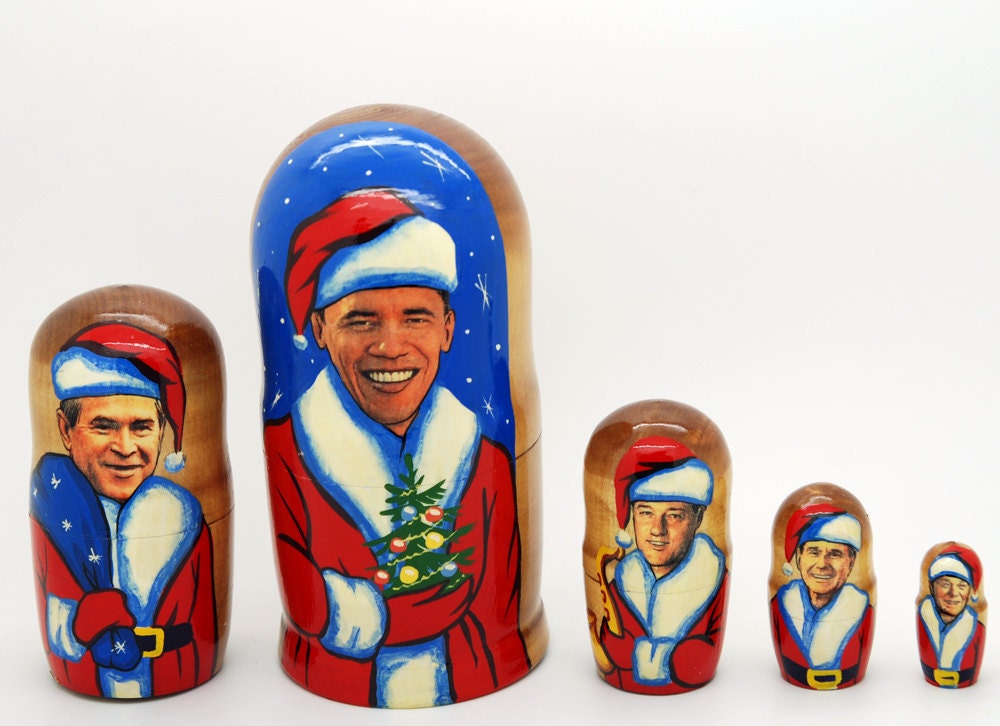 From Obama to Reagan USA presidents matryoshka nesting doll, 5 pc, free shipping