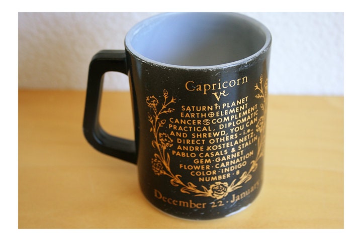 Vintage Milkglass Capricorn Mug