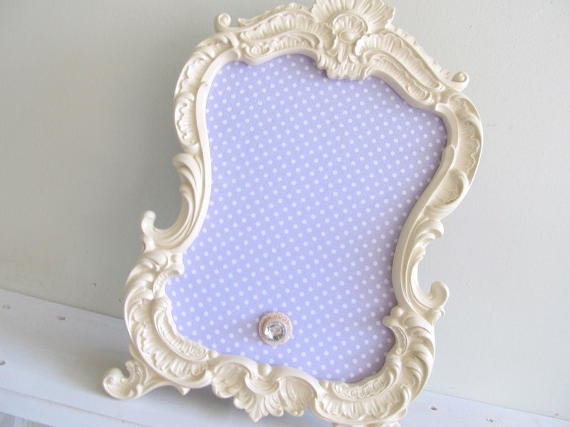 Ornate Picture Frame Magnet Board Candy Bar Sign Purple Lavendar Lilac Ivory Dot Nursery Wedding Sign Vintage Inspired Shabby Chic Baby Gift