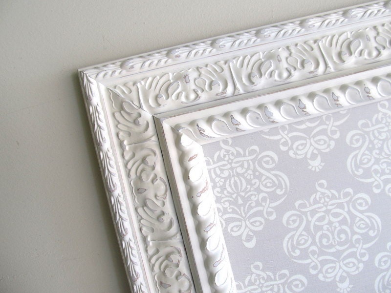 MEMO BOARD Kitchen Organizer Magnet Board Wedding Escort Card Holder Bulletin Board Grey Cream Magnetic French Country Nursery Decor