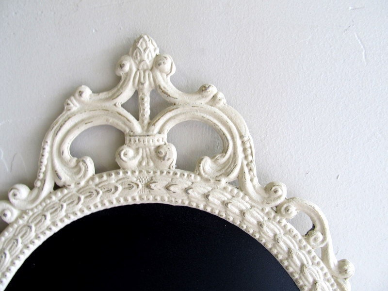 ORNATE CHALKBOARD Chalk Board Oval Wedding Sign French Country Shabby Chic Ivory Cream French Country Ornate Antique Frame Baroque Kitchen