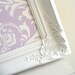 FRAMED MAGNET BOARD Nursery Wedding Decor Lilac Fabric Lavender Pastel Purple Bulletin Board Damask Baroque Shabby Chic Vintage Style