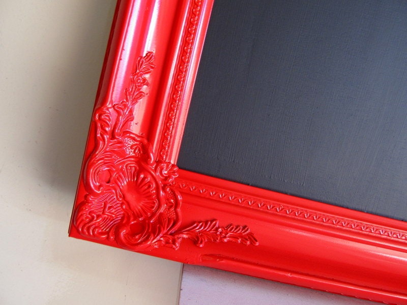 RED FRAMED CHALKBOARD Red and Black Wedding Decor Restaurant Menu Kitchen Chalkboard Baroque Frame Wedding Menu 26inx36in