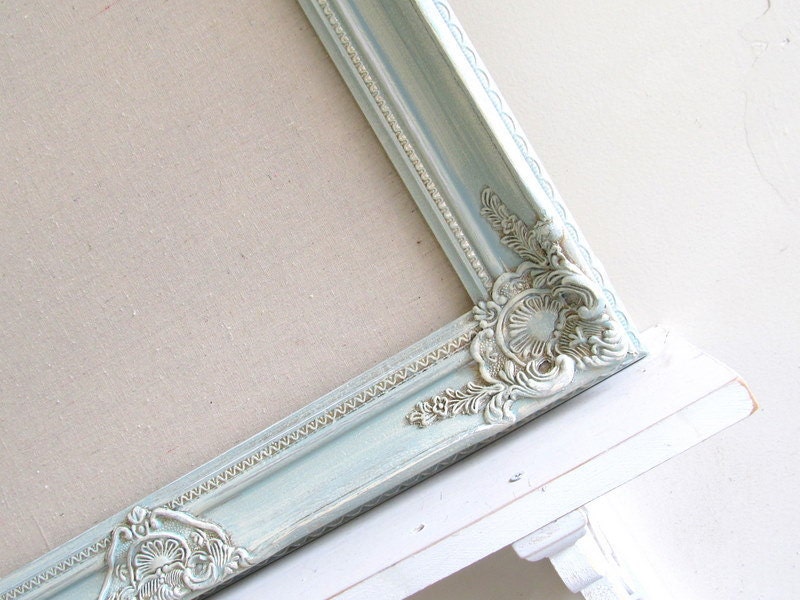 Framed Magnet Board  Wedding ESCORT CARD HOLDER Picture Display Table Cards Shabby Chic Robins Egg Blue Wood Sign Decor
