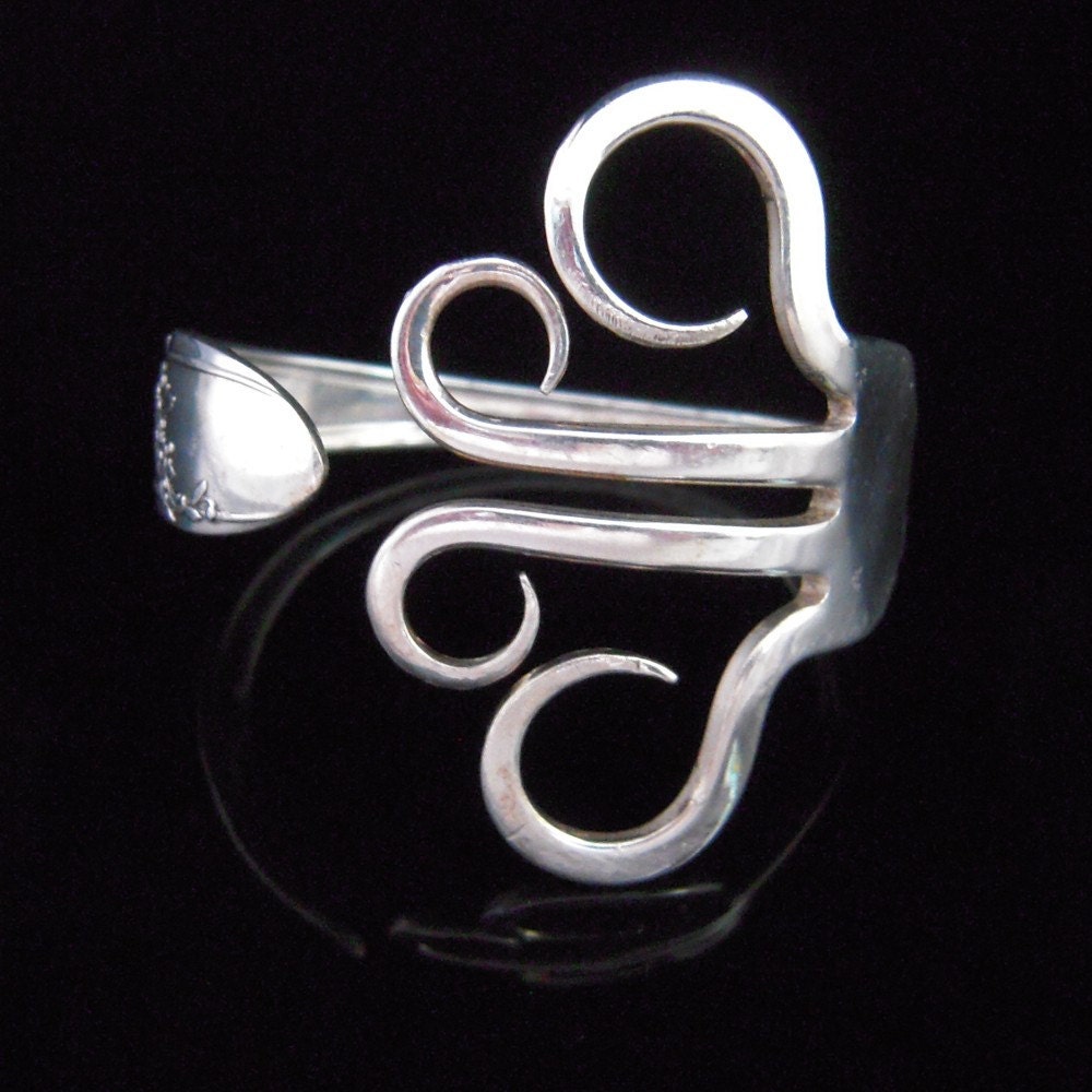 Unique Recycled Silver Fork Bracelet in Original Whimsical Circles Design Number One