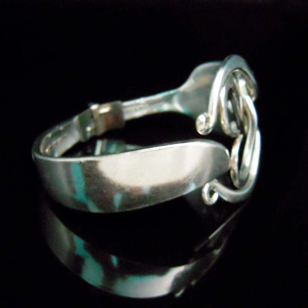 Antique Fork Bracelet - Size SMALL 5-6 inch wrist - Heart Design Numer 3