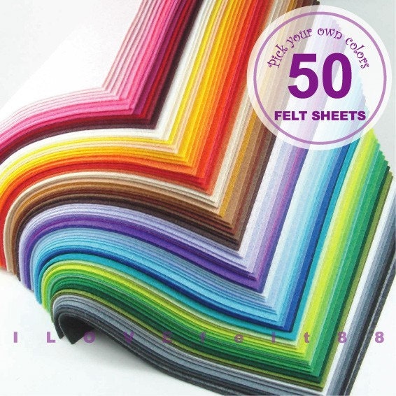 50 Felt Sheets - Pick your own colors
