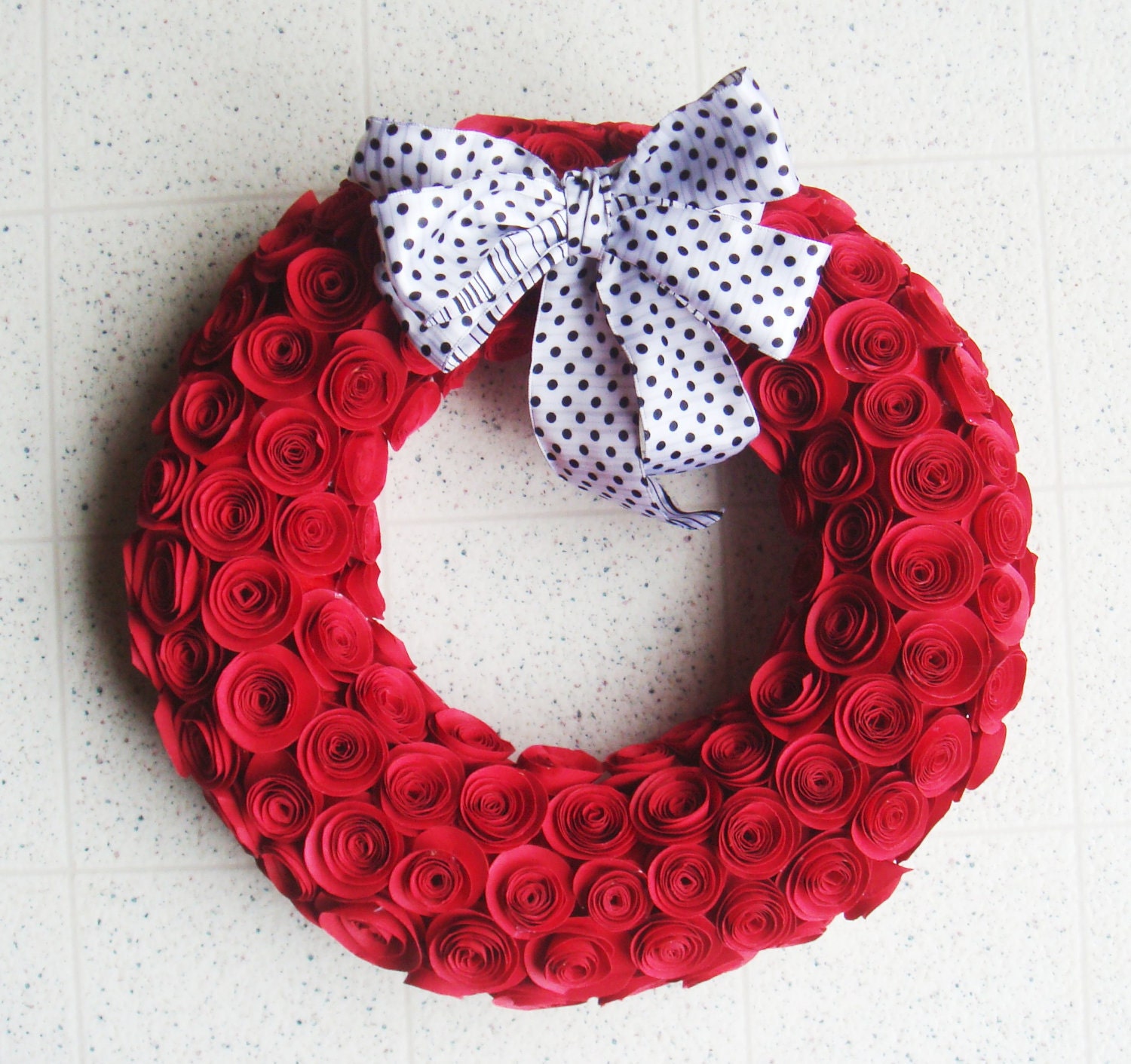 Paper Flower Wreath 13 inches round Your Choice of color or colors  Custom Order