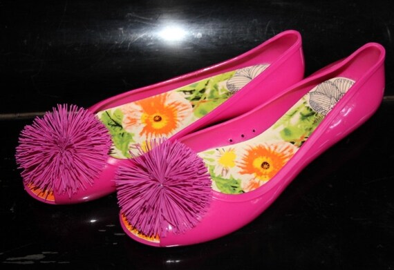 Hot pink Peep-toe ballet flats ,Last  Sale size 7,5