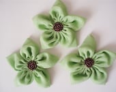 Sage Green Flowers Handmade Appliques Embellishments(3 pcs)