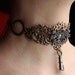 Steampunk brass  keyhole choker  with key pendant Gothic necklace
