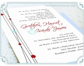 Aqua Poppy Dots N Lines wedding invitation Custom Modern Whimsical FUN