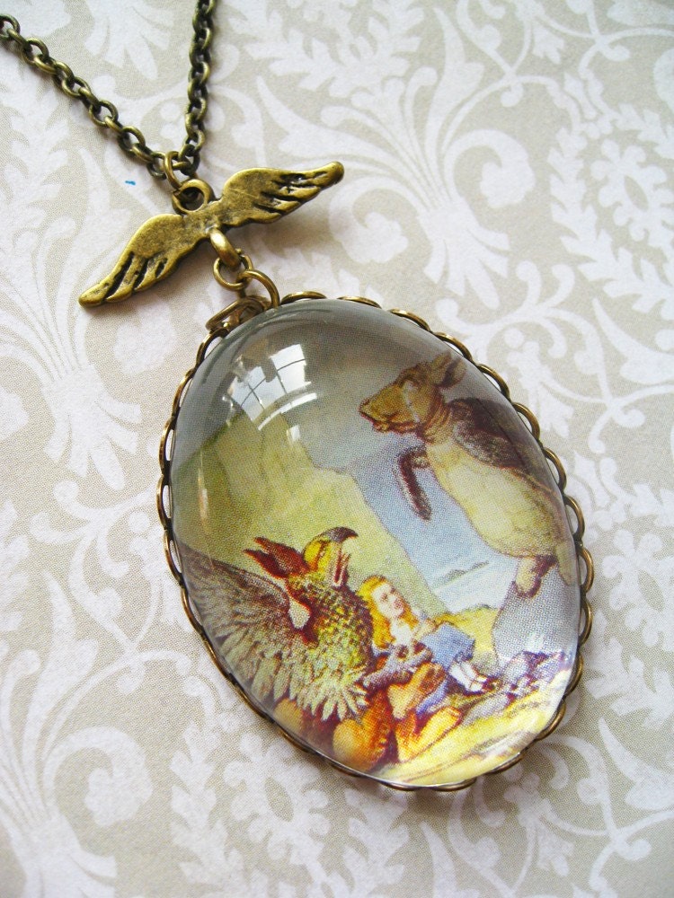 The Mock Turtle and the Gryphon Necklace