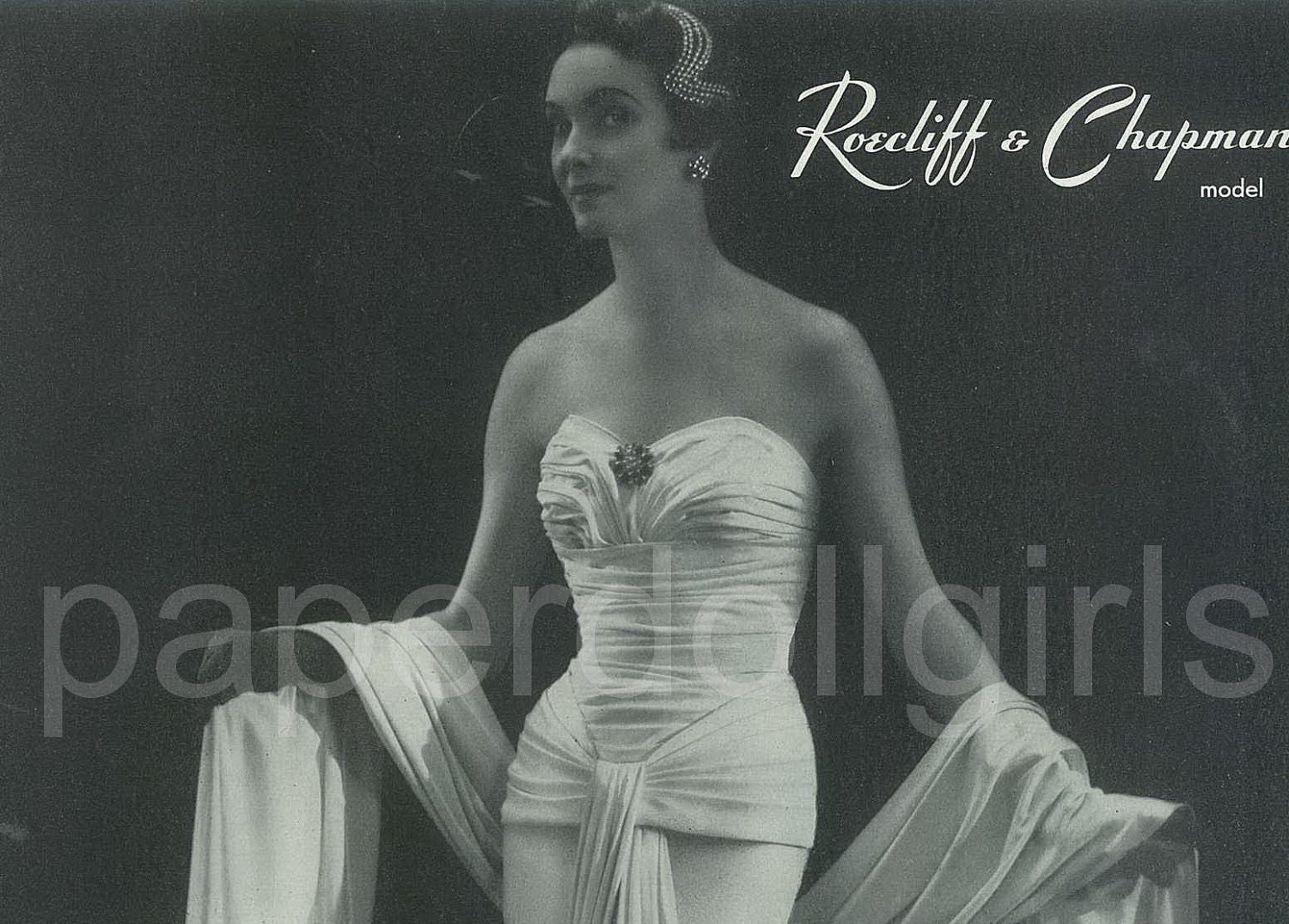 Fashion Magazine Ad, Vogue UK 1953, Roecliff and Chapman, Evening Dress,  Selby, Shoes, Paper Ephemera, Ad, Wall Art