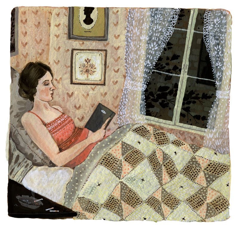 reading in bed original painting