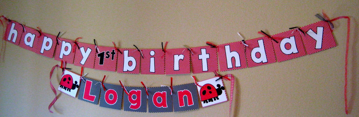 Lady Bug custom made birthday banner (Personalization is FREE) ladybug birthday party