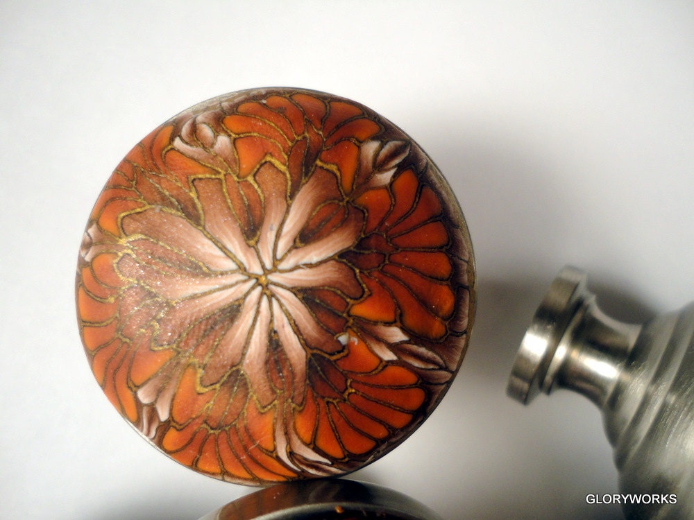 SIX...Autumn Colors Clay Cabinet Knobs Rust and Sand - gloryworks SIX...Autumn Colors Clay Cabinet Knobs Rust and Sand - gloryworks
