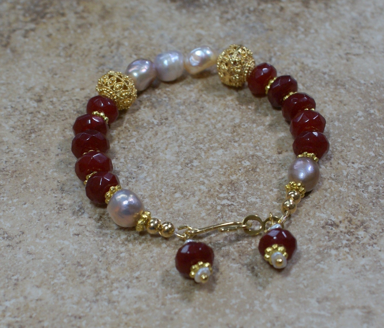 The Passion of Rubies Bracelet - Ruby, FW Pearl, Vermeil Bracelet