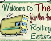 PERSONALIZED Motorhome Camper SIGN Welcome Rolling Estate Camping RV Travel Trailer 8 x 5 Recreational Vehicle Plaque