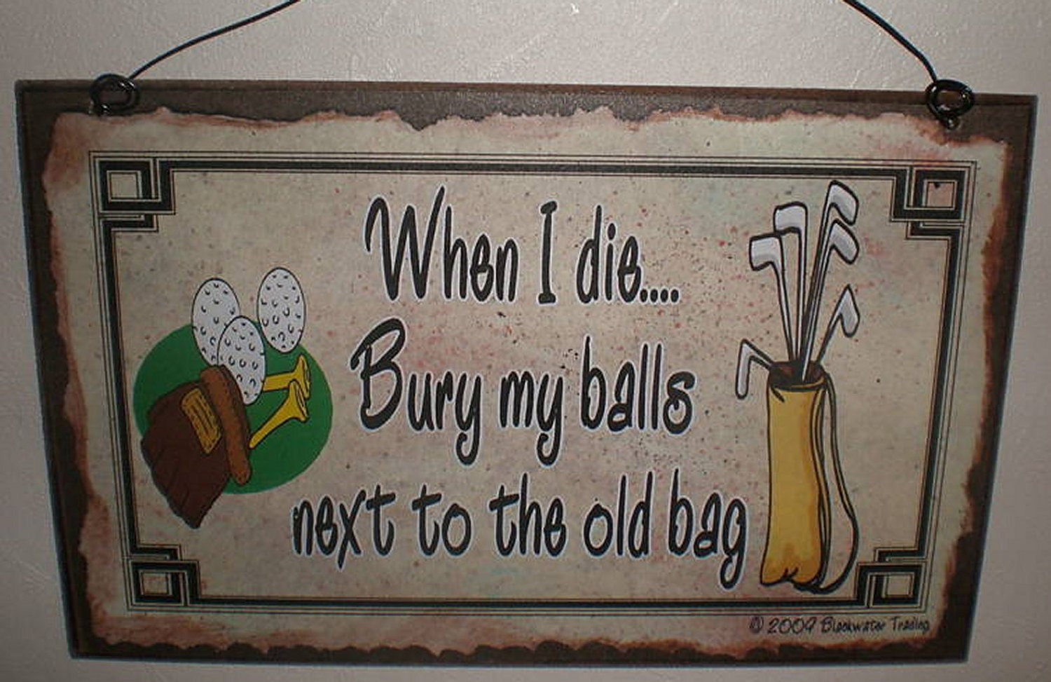 When I Die Bury My Balls Next To The Old Bag SIGN GOLF Golfer Sports Decor Funny Man Cave Wall Plaque