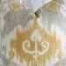 Decorative pillow cover - Throw pillow - Ikat pillow - 20x20 - Modesto Chamon Ikat - Yellow - Gray - Linen - Designer fabric
