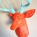 Orange & Robins Egg Blue Deer Head Wall Mount