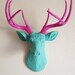 Teal & Pink Deer Head Wall Mount
