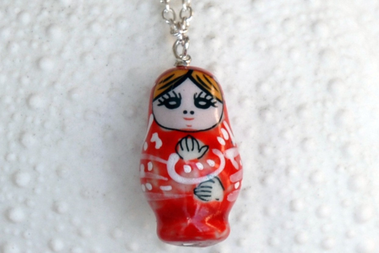 Red Matryoshka Necklace by Galavant on Etsy
