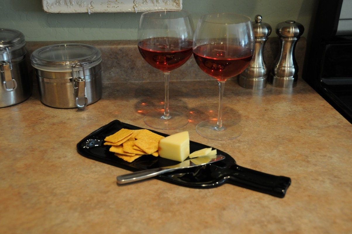 Sustainable Style Wine Bottle Cheese Plate Spoon Rest Ready to Ship