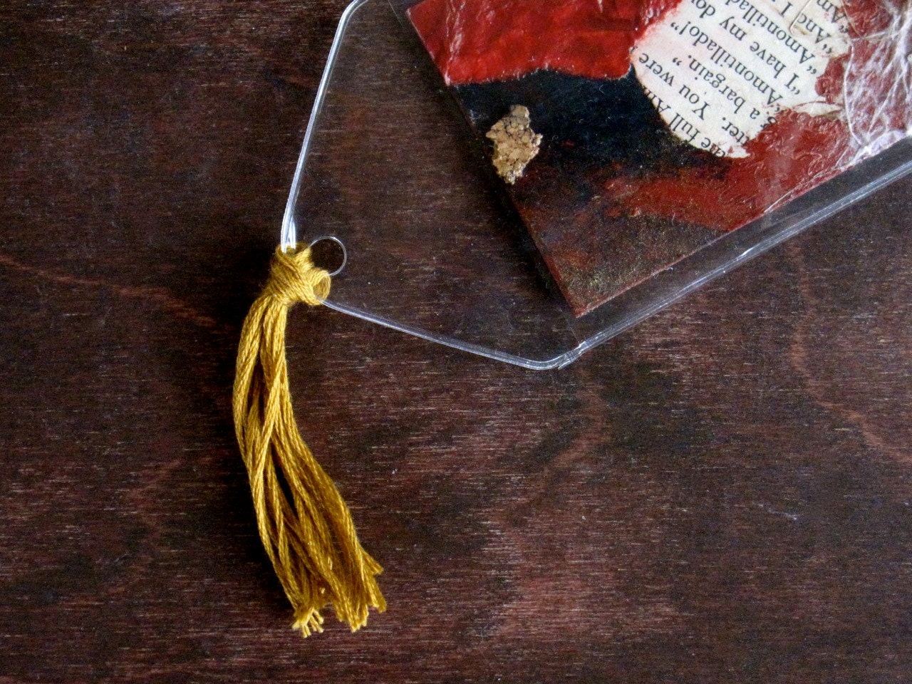 Edgar Allan Poe Bookmark -  Cask of Amontillado - OOAK Gift for English Major Writer Literature Reader in Dark Red, Brown, Gold