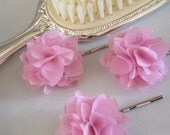 Pretty in Pink (Pastel)  Fabric Flower Bobby Pins or Hair Clips - Set of 2 for Bridal, Weddings, or Everyday Wear