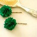 Kelly Green Fabric Flower Bobby Pins or Alligator Clips - Set of 2 for Bridal, Weddings, or Everyday Wear