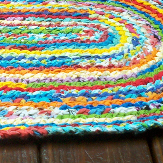 READY TO SHIP Colorful Heirloom Rag Rug 32" x 20"