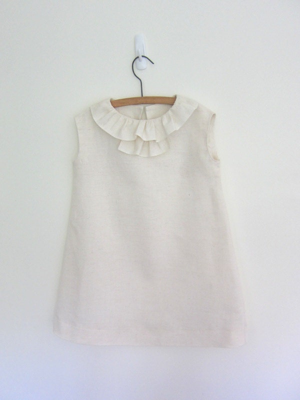 Girls Ruffle front dress - tunic - jumper - cream
