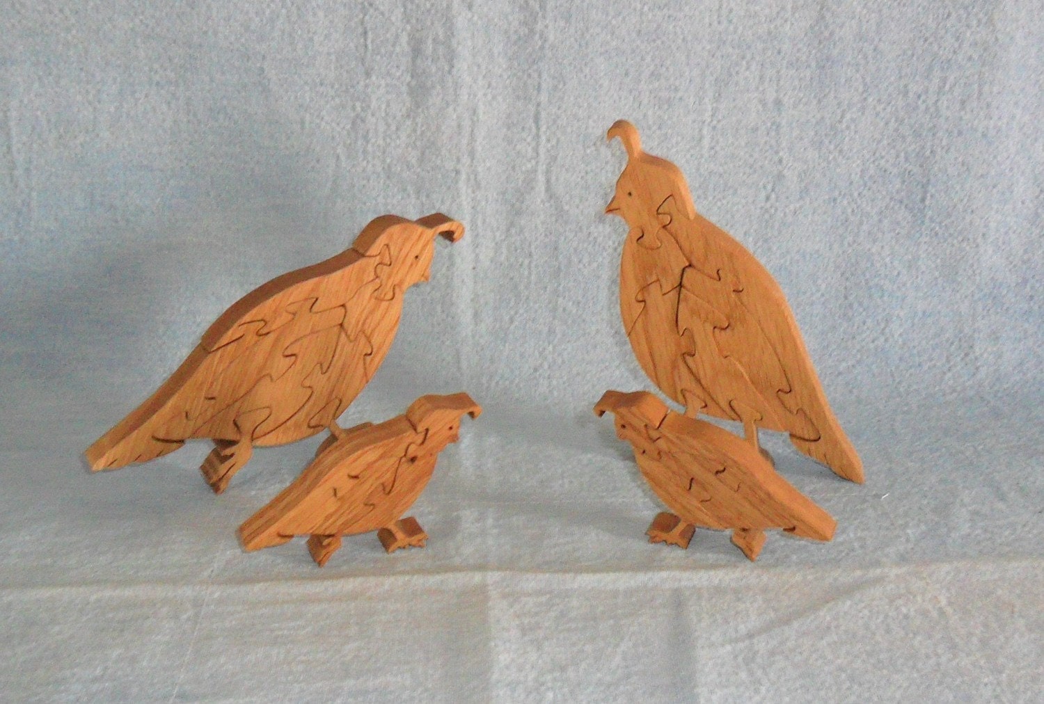 Quail Family Scroll Saw Handmade Wooden Puzzle