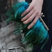 Teal Feather Clutch - Green and Blue with Jeweled Clasp