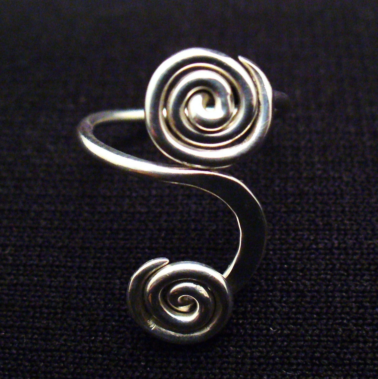 Sterling Silver Toe Ring Twisted Wire Wrapped Cute and Adjustable