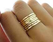 Hammered 7 Band Gold Stacking Ring Set