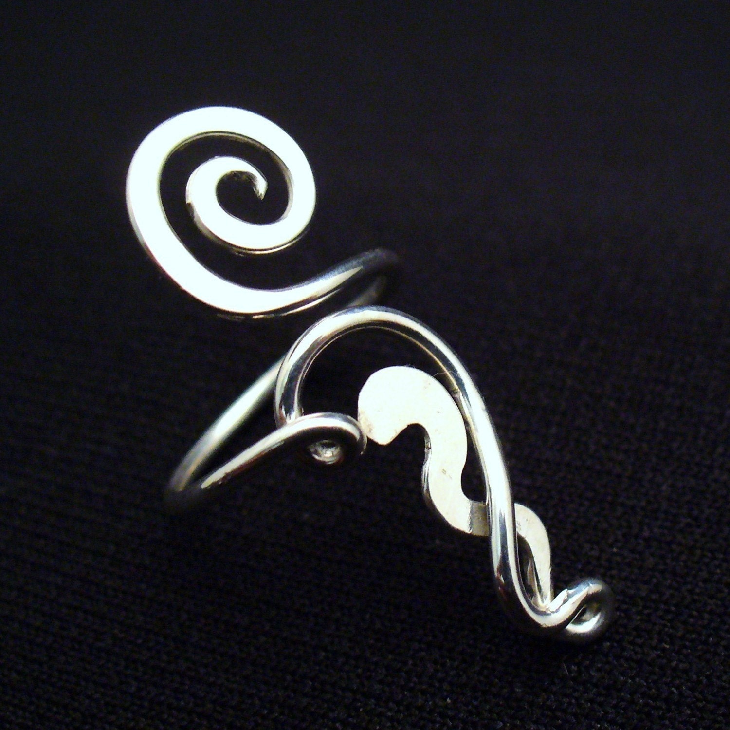 Sterling Silver Toe Ring Twisted Wire Wrapped Cute and Adjustable