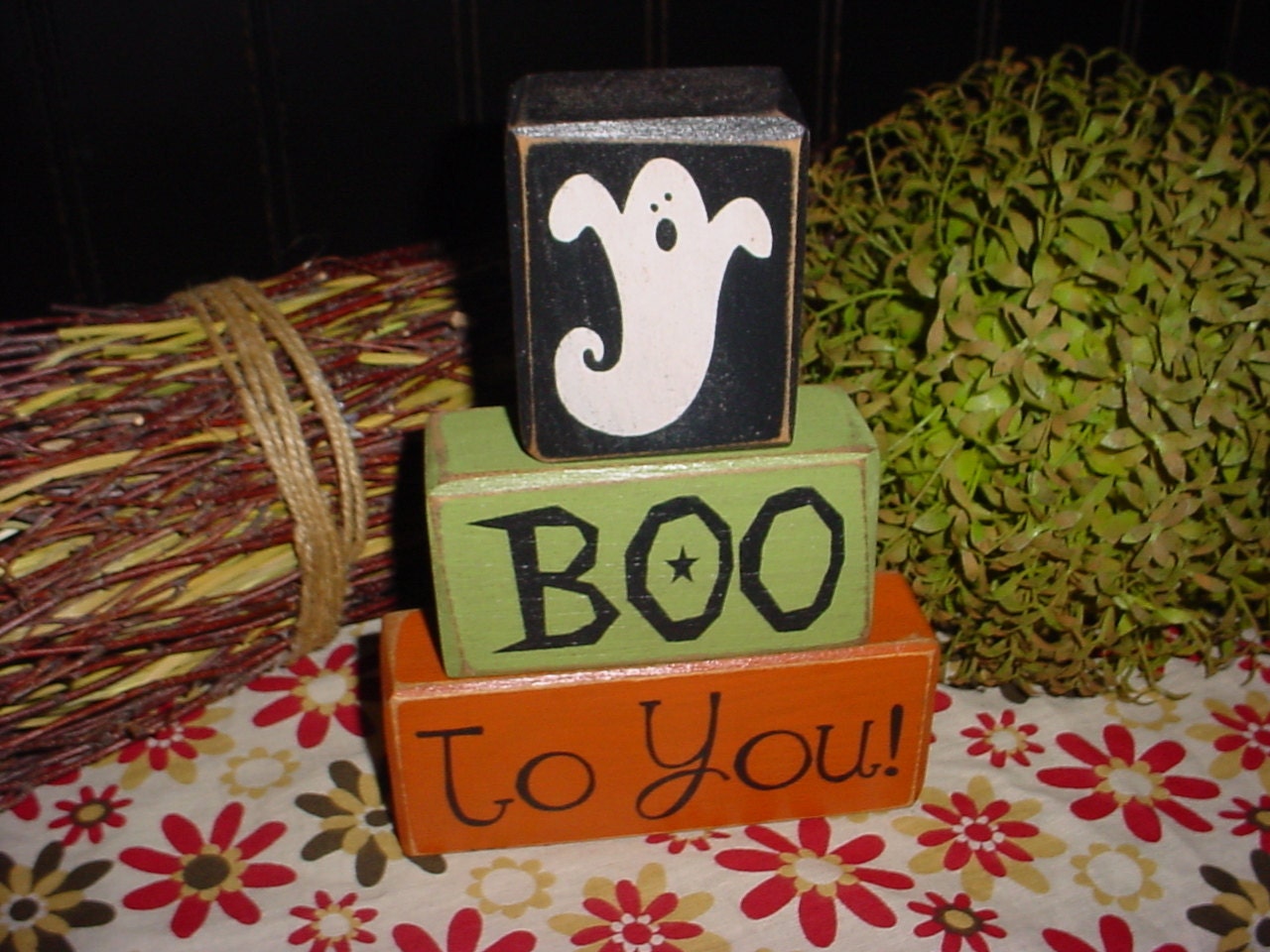 BOO To YOU Ghost Wood Sign Letter Shelf Blocks Primitive Country Rustic Holiday Seasonal Home Decor