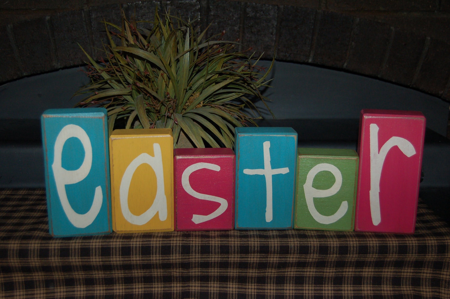 READY TO SHIP Easter Letters Bunny Holiday Seasonal Wood Sign Shelf Sitter Blocks Primitive Country Rustic Home Decor Gift