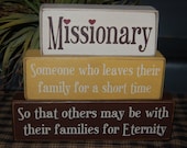 MISSIONARY Definition Blocks Family Eternity LDS Wood Sign Shelf Sitter Blocks Primitive Country Rustic Home Decor