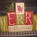 MERRY CHRISTMAS Santa Tree Wood Sign Shelf Blocks Primitive Country Rustic Holiday Seasonal Home Decor Gift