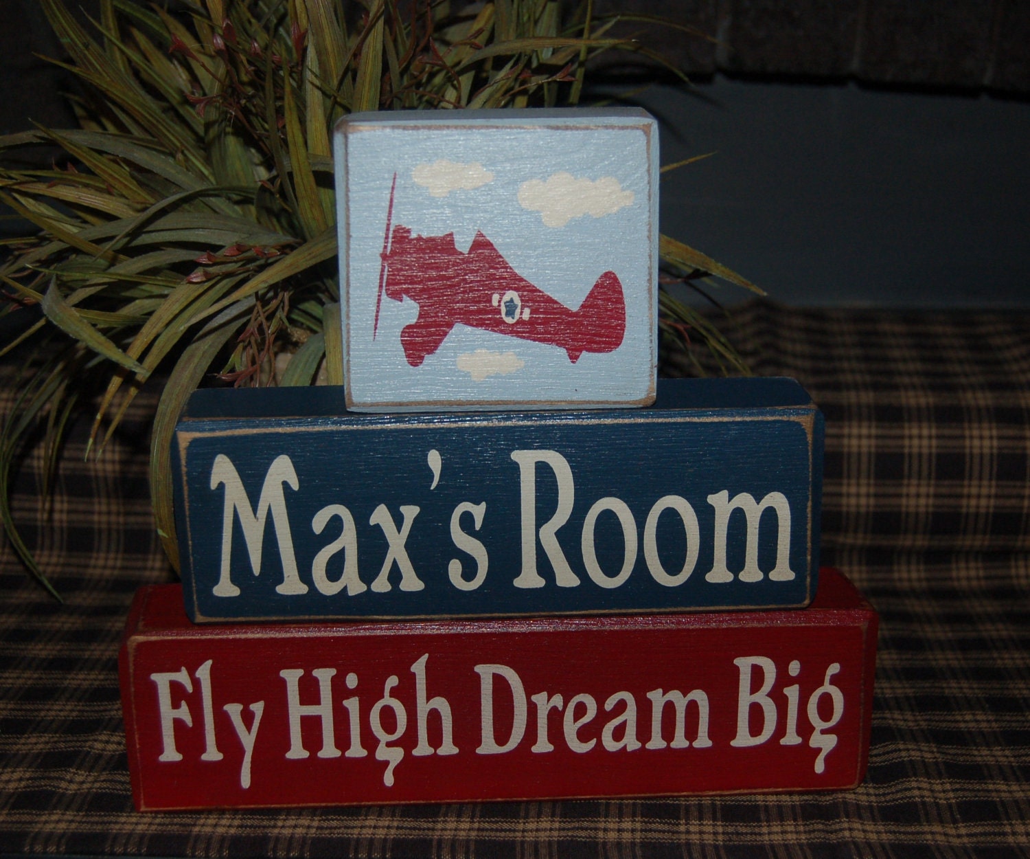 PERSONALIZED Come Fly With Me AIRPLANE Oh The Places You'll Go BASEBALL All Star Football Sooners Fish Wood Sign Blocks Primitive Country