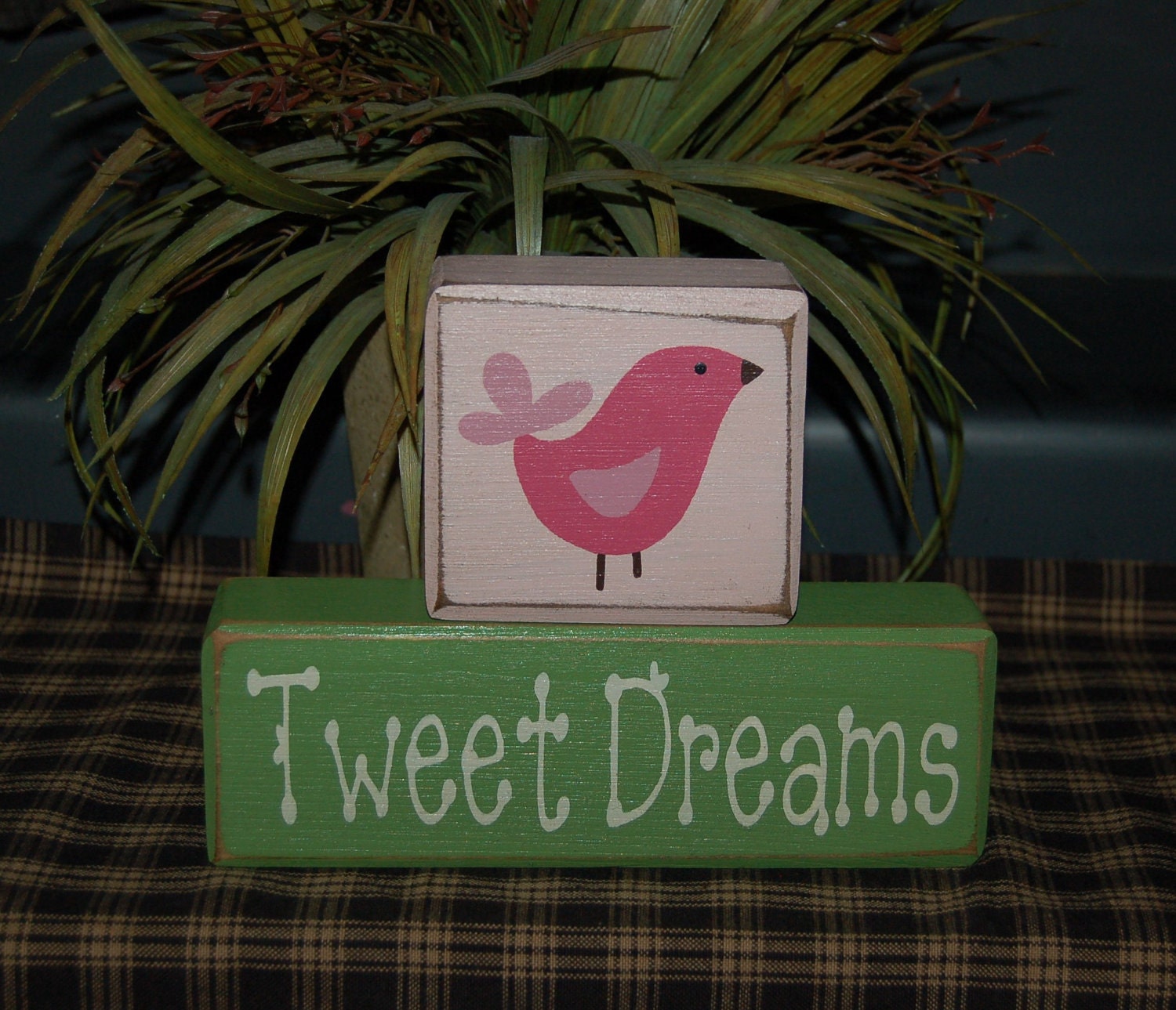 Sweet Dreams OWL Tweet Dreams Penelope Bird Moon Stars No More Monkeys Jumping On The Bed Wood Sign Blocks Primitive Country Home Decor