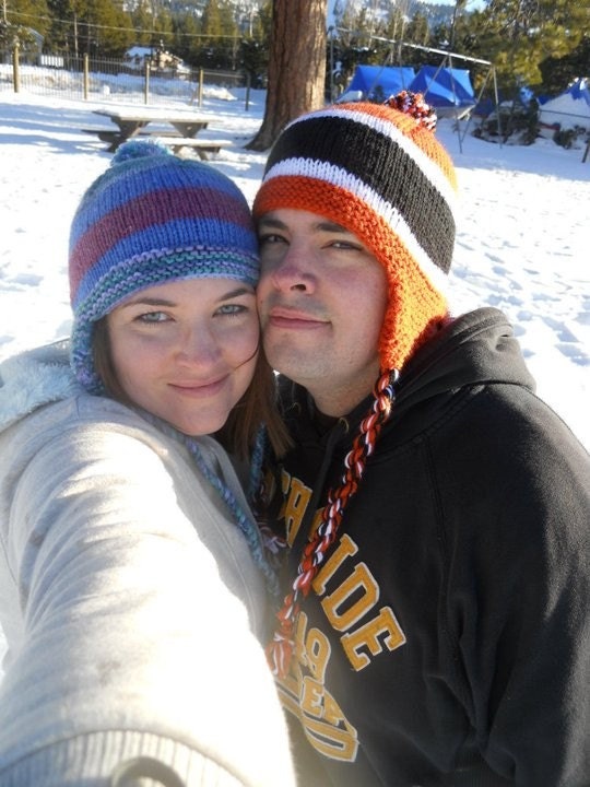 Knit Ear Flap Hats - Team Colors